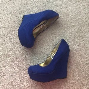Suede Cobalt Blue Wedges